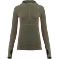Aclima WarmWool Hood Sweater w/Zip Womens Olive Night / Spiced Coral