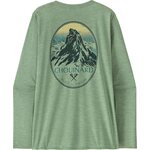 Patagonia Long-Sleeved Cap Cool Daily Graphic Shirt - Lands Womens Chouinard Crest: Ellwood Green X-Dye
