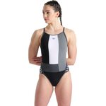 Arena Icons Swimsuit Super Fly Back Panel Womens Black / Asphalt / Ardesia