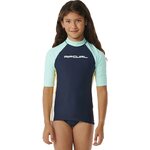 Rip Curl Block Party Short Sleeve Rash Vest Girls Navy (2024)