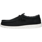 HeyDude Wally Stretch Canvas Mens Black White