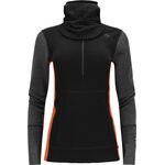 Aclima WarmWool Hood Sweater w/Zip Womens Jet Black / Marengo / Gold Flame
