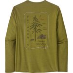 Patagonia Long-Sleeved Cap Cool Daily Graphic Shirt - Lands Mens Clean Climb Roots: Graze Green X-Dye