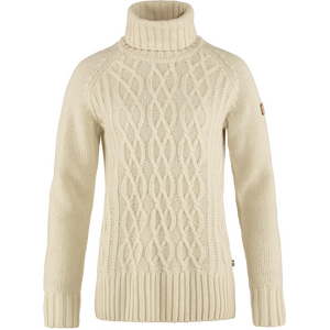 Fjällräven Övik Cable Knit Roller Neck Womens, Chalk White (113), S