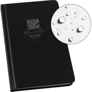 Rite in the Rain Hard Cover Blank Book, Black, Large