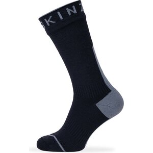 Sealskinz Briston Waterproof All Weather Mid Length Sock with Hydrostop, Black / Grey, M