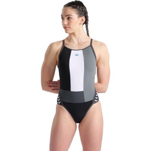 Arena Icons Swimsuit Super Fly Back Panel Womens, Black / Asphalt / Ardesia, 34