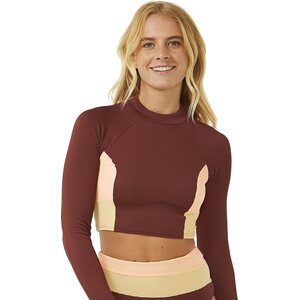 Rip Curl Block Party Spliced Crop Long Sleeve Womens, Plum, XXL