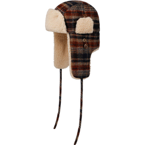 Stetson Bomber Cap Wool Check, Navy / Beige / Burned Orange, 55/S
