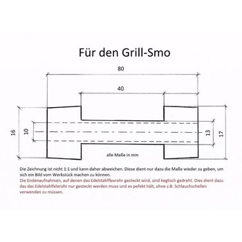 Smo-King Adapter für die Edelstahlflexrohre, 16mm Grill-Smo