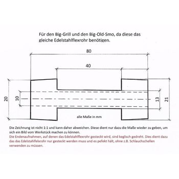 Smo-King Adapter für die Edelstahlflexrohre, 20mm Big-Grill-Smo / Big-Old-Smo