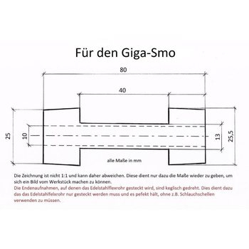 Smo-King Adapter für die Edelstahlflexrohre, 25mm Giga-Smo