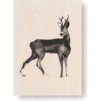 Teemu Järvi Plywood art cards, 10 x 15 cm, Roe Deer