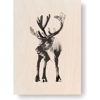 Teemu Järvi Plywood art cards, 10 x 15 cm, Reindeer