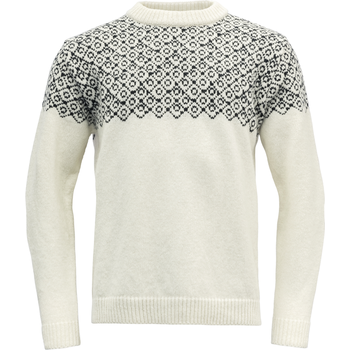 Devold Bjørnøya Sweater Crew Neck, Offwhite / Ink, XS