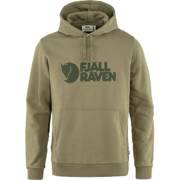 Fjällräven Logo Hoodie Mens, Light Olive (622), S