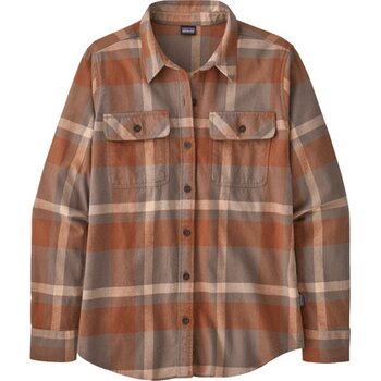 Patagonia Long-Sleeved Organic Cotton MW Fjord Flannel Shirt Womens, Comstock: Dusky Brown, M