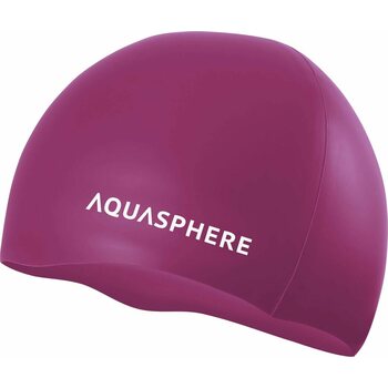 Aquasphere Plain Silicone Cap, Dark Pink / White