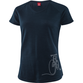 Löffler Printshirt Bicycle Merino-Tencel Womens, Dark Blue, 44