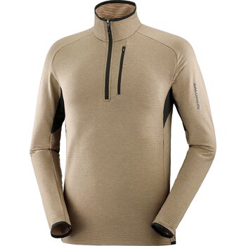 Salomon Essential Lightwarm Half-Zip Mens, Shitake / Deep Black, XL