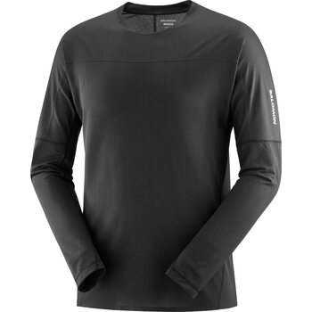 Salomon Sense Aero Long Sleeve Tee Mens, Deep Black / Deep Black, S