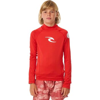 Rip Curl Brand Wave UPF Long Sleeve Boy, Red, 8