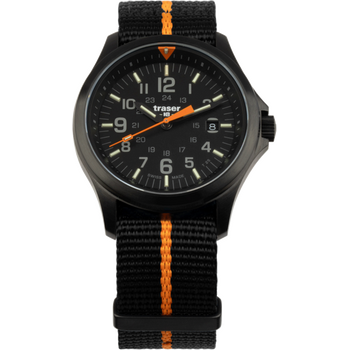 Traser P67 Officer Pro Quartz Black, Nato Black/Orange