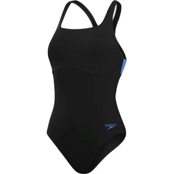 Speedo Flex Band Swimsuit with Integrated Swim Bra Womens, Black / Curious Blue, 34