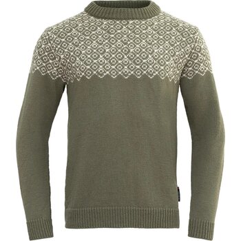 Devold Bjørnøya Sweater Crew Neck, Lichen/Offwhite, M