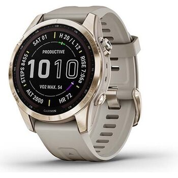 Garmin Fenix 7S Sapphire Solar (Demo), Cream Gold Ti w/ Light Sand