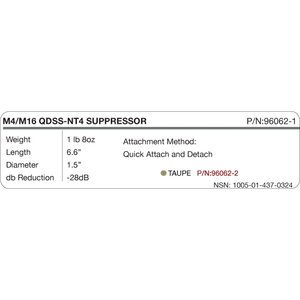 KAC SUPPRESSOR KIT, 5.56 QDSS-NT4 W/ M4QD FH