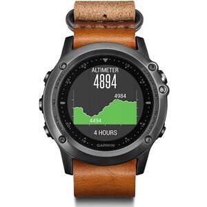 Garmin Fenix 3 Sapphire - Grey/Leather + HRM-Run™ -heart rate belt