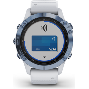 Garmin Fenix 6 Pro Solar, Mineral Blue Titanium with Whitestone Band