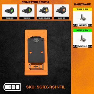 C&H Precision SIG P320 RX Series / Pro Series / AXG Scorpion w/ R1P / DPP CUT w/ RMR / Holosun Holes – Filler Plate for Trijicon RMR / SRO / Holosun 407C / 507C / 508C / 508T