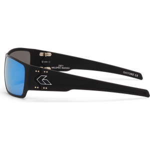 Gatorz Specter Cerakote Black w/Silver Logo, Blue Mirror OPz Gray Lens