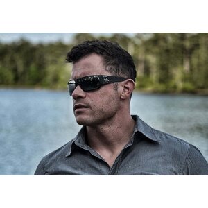 Gatorz Specter Cerakote Black w/Silver Logo, Blue Mirror OPz Gray Lens