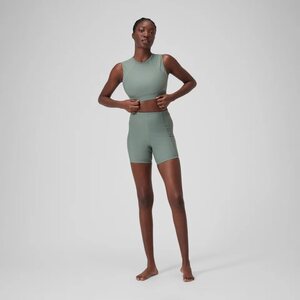 Speedo Solid Crop Top with Mesh