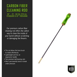 Breakthrough Carbon Fiber Cleaning Rod with Rotating, Ergonomic Aluminum Handle (5mm) - 39" / 100 cm length