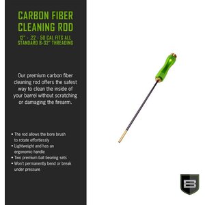 Breakthrough Carbon Fiber Cleaning Rod with Rotating, Ergonomic Aluminum Handle (5mm) - 12" length