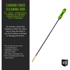 Breakthrough Carbon Fiber Cleaning Rod with Rotating, Ergonomic Aluminum Handle (7mm) - 45" length