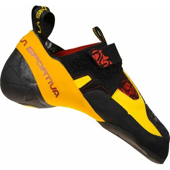 Velcro strapped climbing shoes