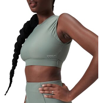 Speedo Solid Crop Top with Mesh