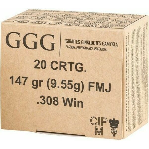 GGG .308 Win 9,55g/147grs FMJ 20 uds