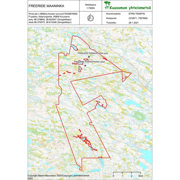 Kuusamon yhteismetsä Freeride-moottorikelkkalupa, VUOROKAUSILUPA KEVÄT 2025, Maaninka