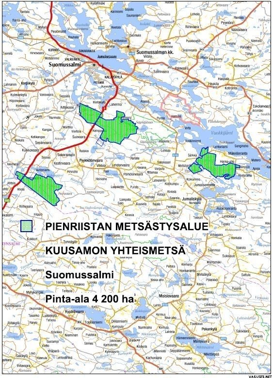 kuusamon yhteismetsä kartta Kuusamon yhteismetsä Suomussalmen alueen kartta ja 